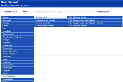 Sistema SSW: Módulo contabilidade